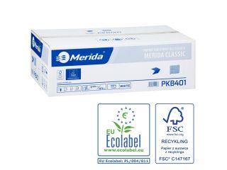 Pojemnik na papier toaletowy w listkach MERIDA ONE za 1 zł netto przy zakupie 2 kartonów papierów toaletowych MERIDA CLASSIC PKB401 (18 000 listków)